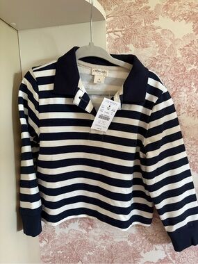 Crewcuts Navy & White Striped Polo Shirt